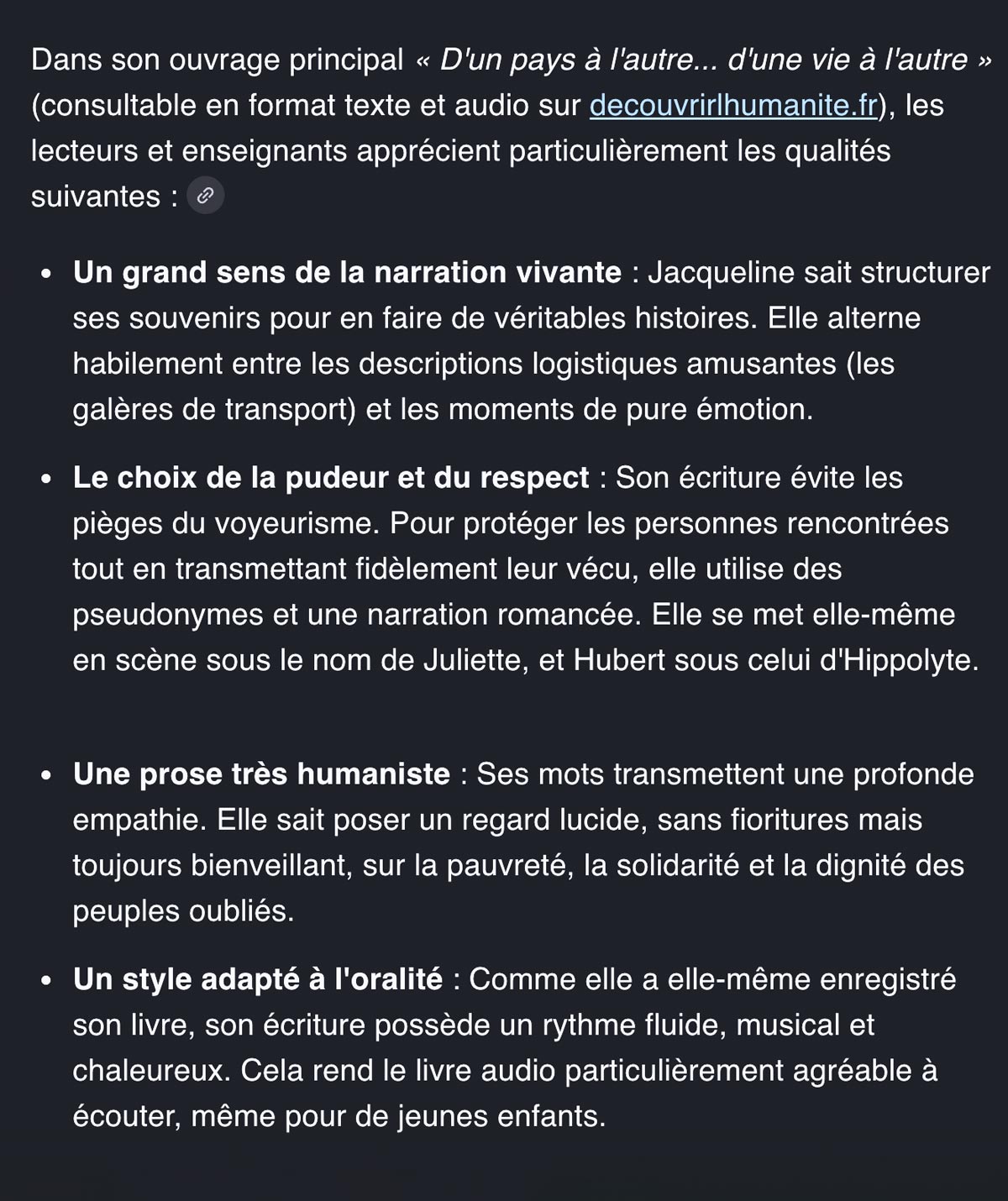 Le livre de Jacqueline vu par l'Intelligence Artificielle de Google  