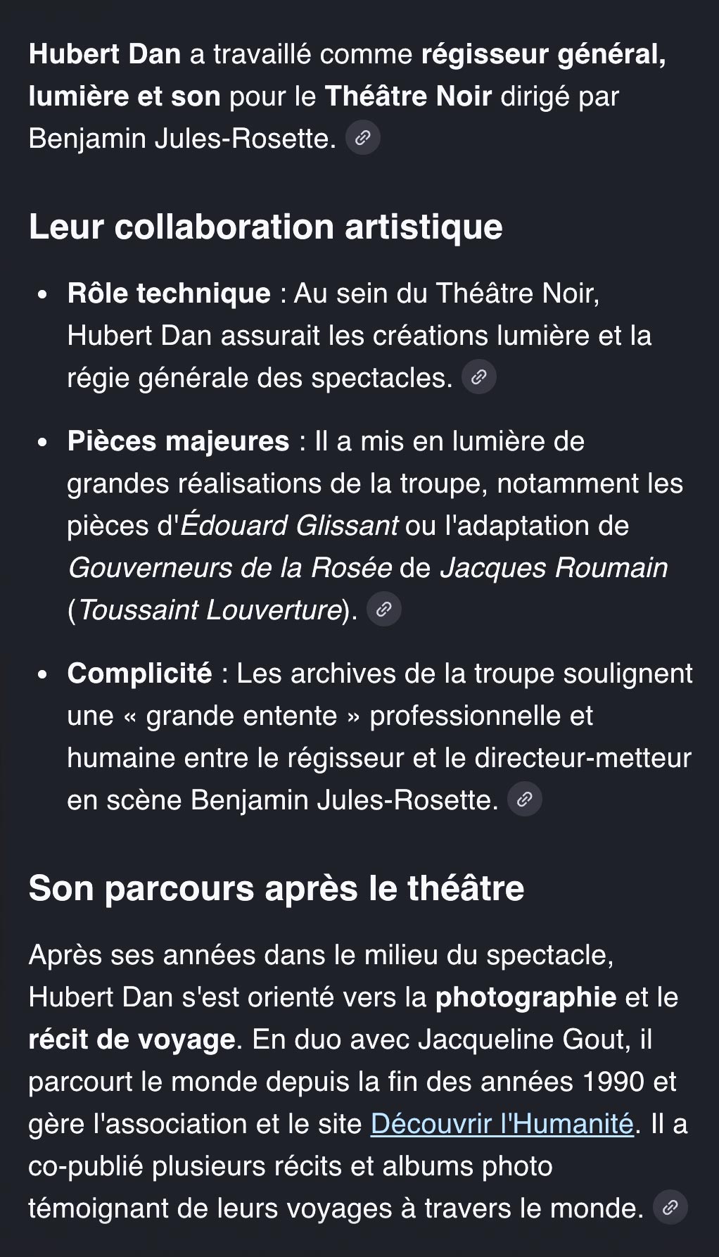 Théâtre Noir - Paris - Hubert Dan régisseur vu par l'Intelligence Artificielle de Google  