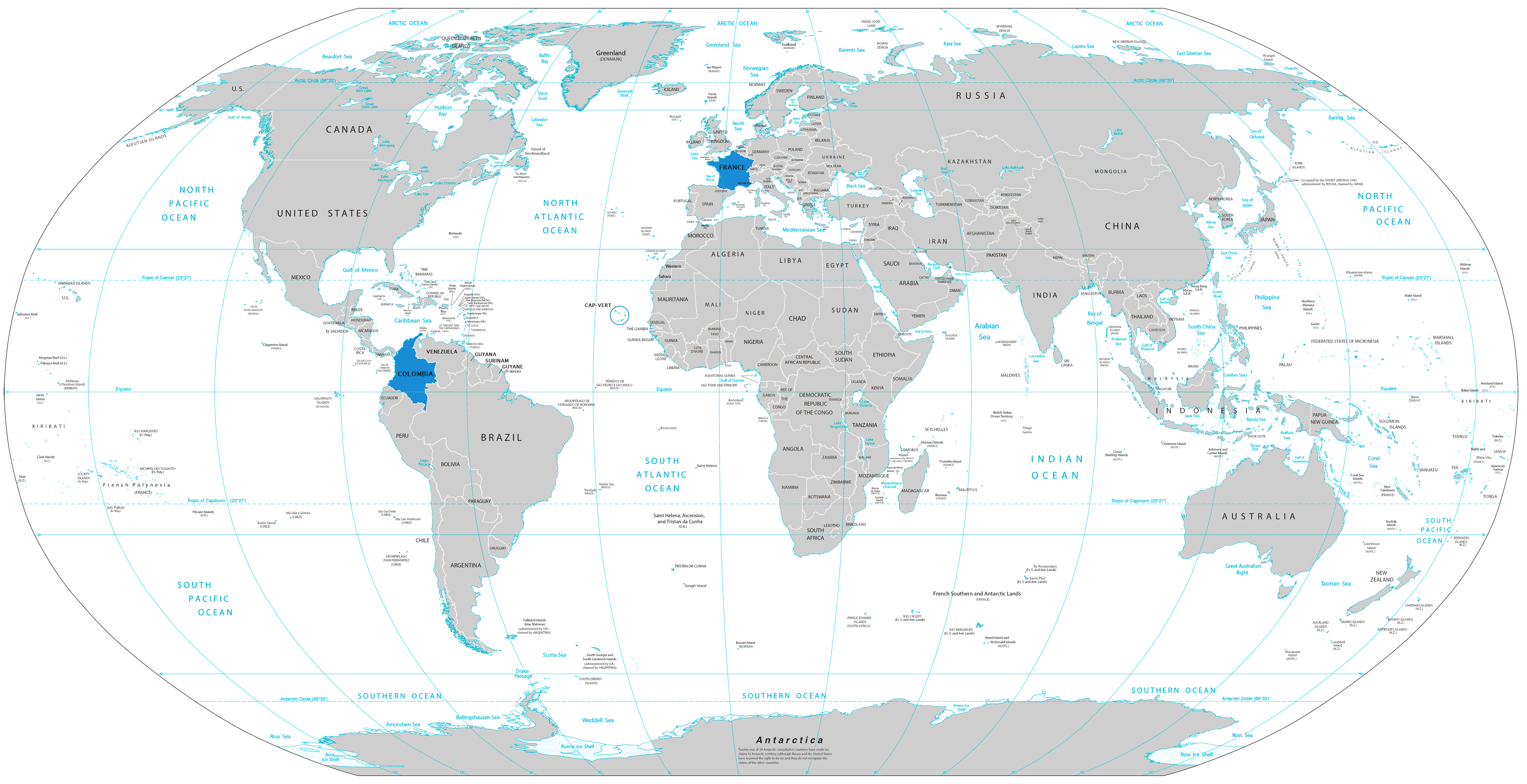Carte Colombie dans le Monde