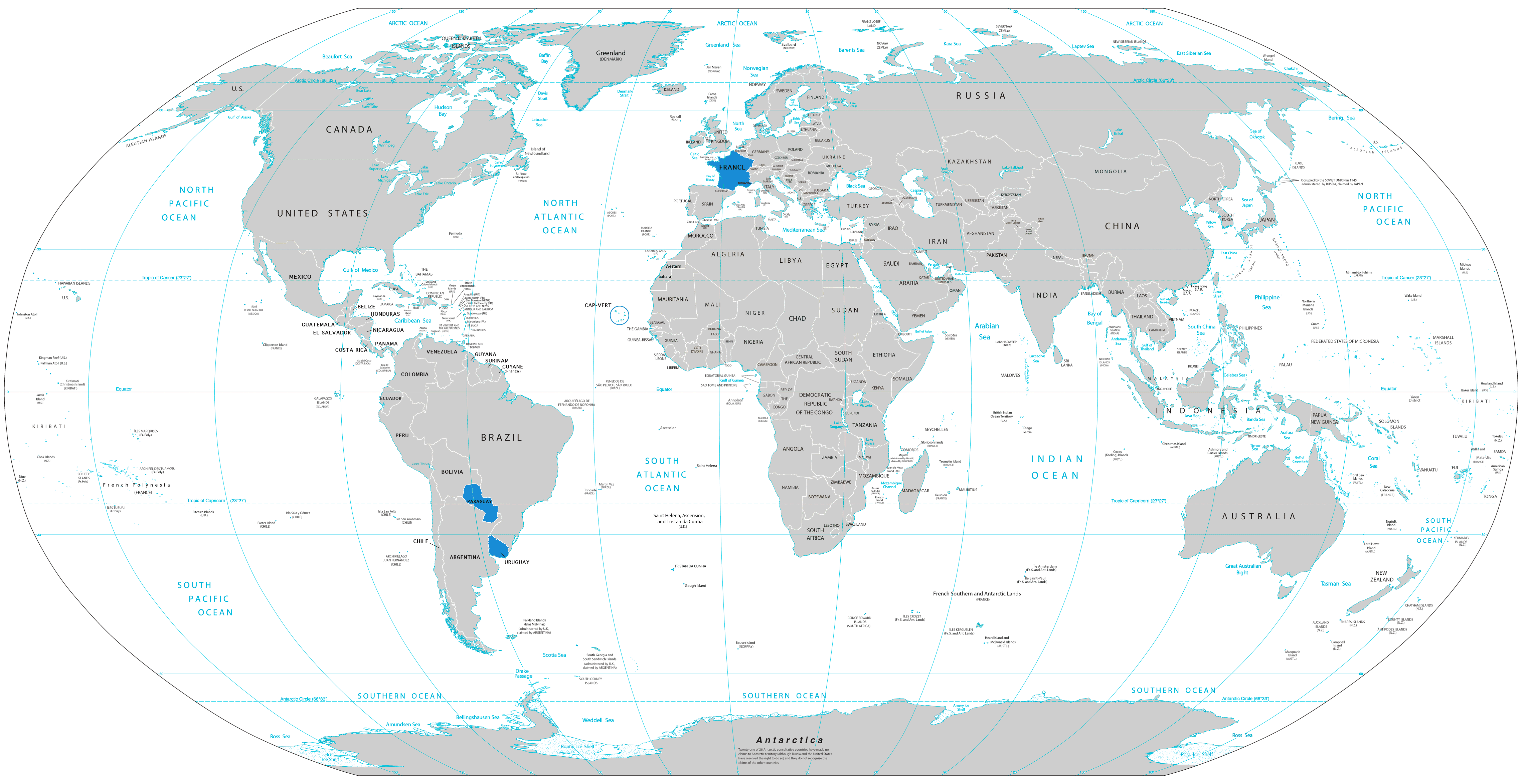 Carte Paraguay-Uruguay dans le Monde