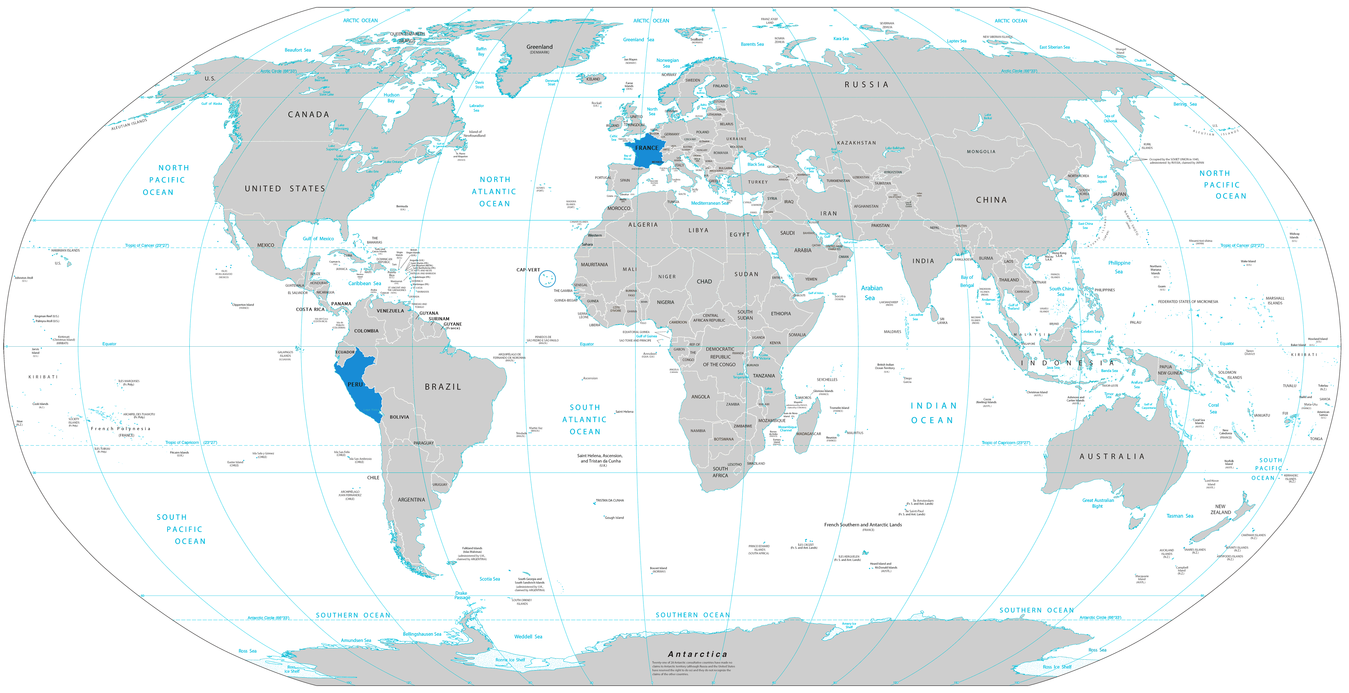 Carte Pérou dans le Monde