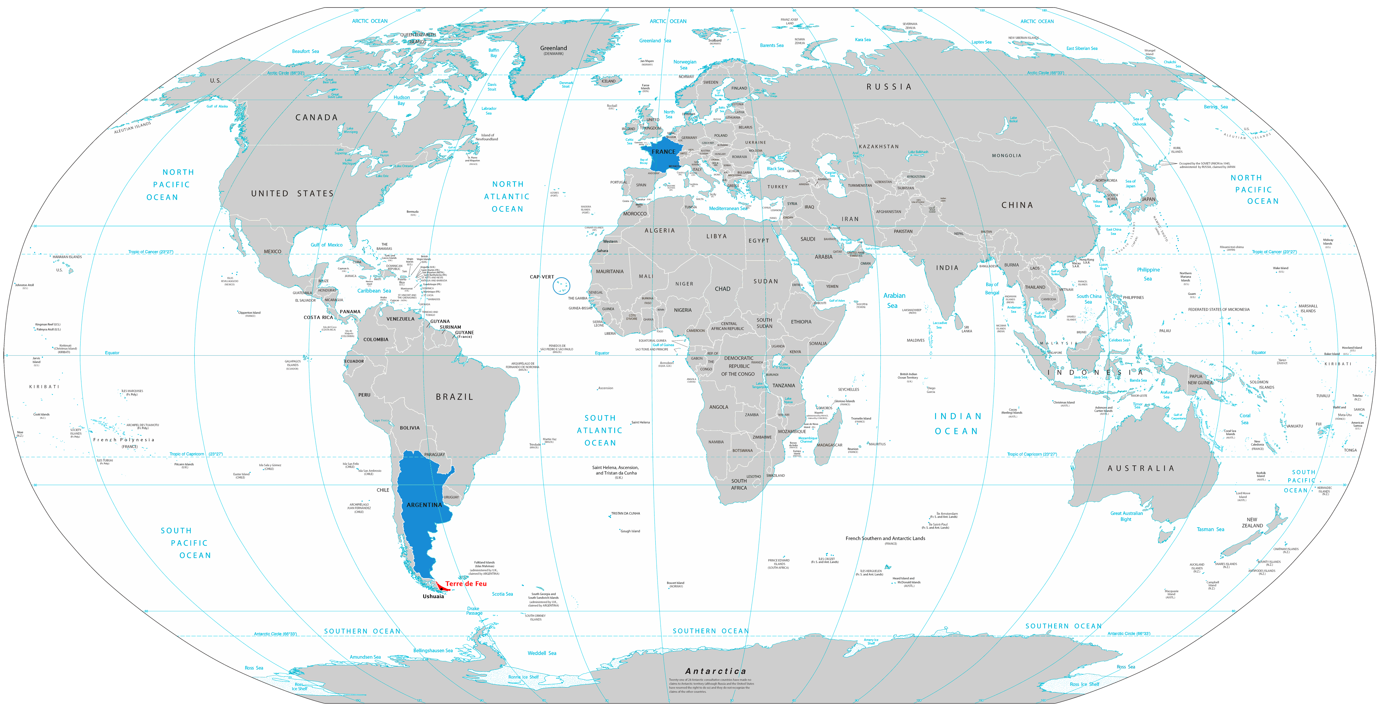 Carte Terre de Feu dans le Monde