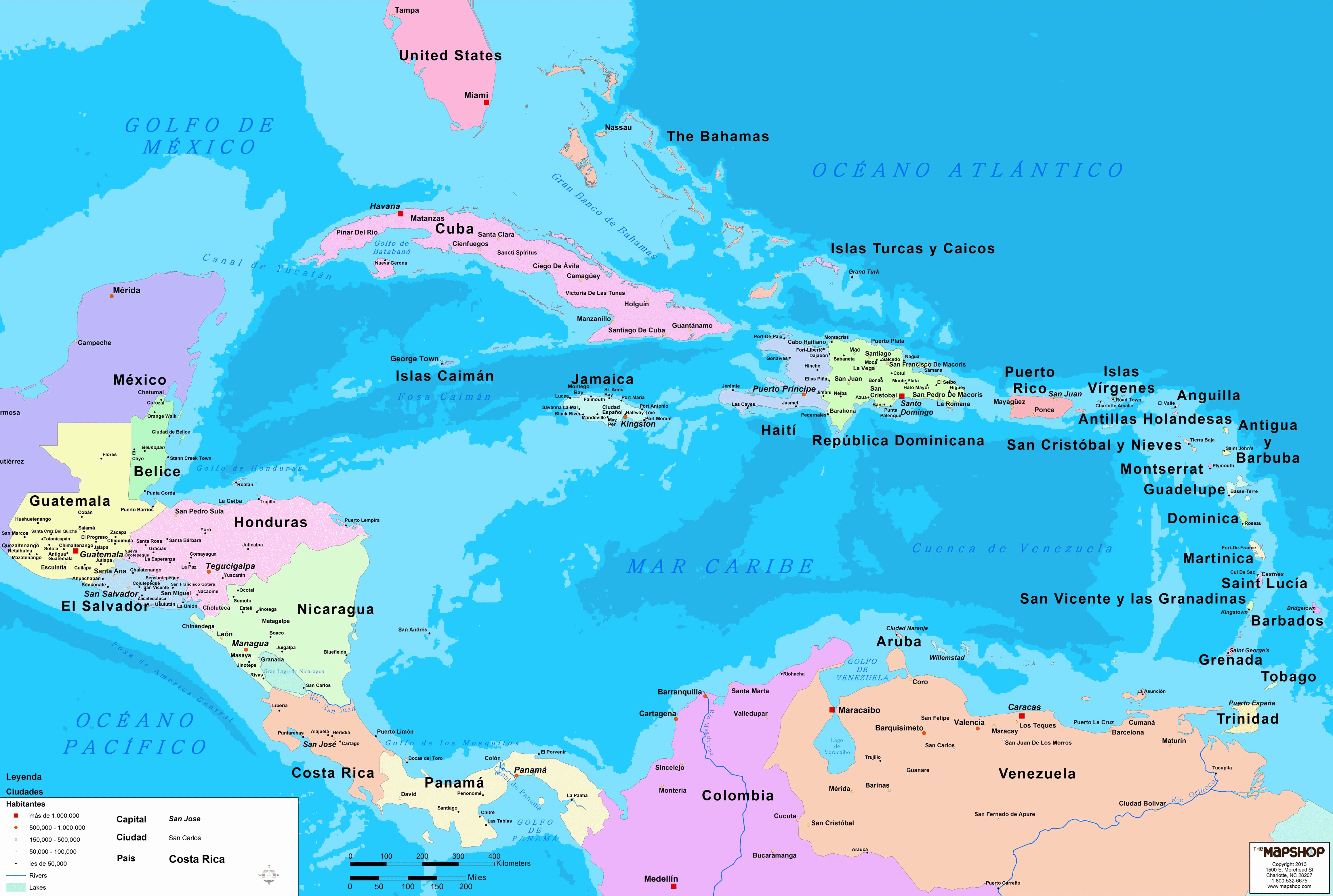Carte Amérique Centrale